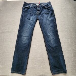 Parasuco Mens Blue Jeans 38W 33.5L‎ Straight Leg Dark Wash Denim Pants WF8936B